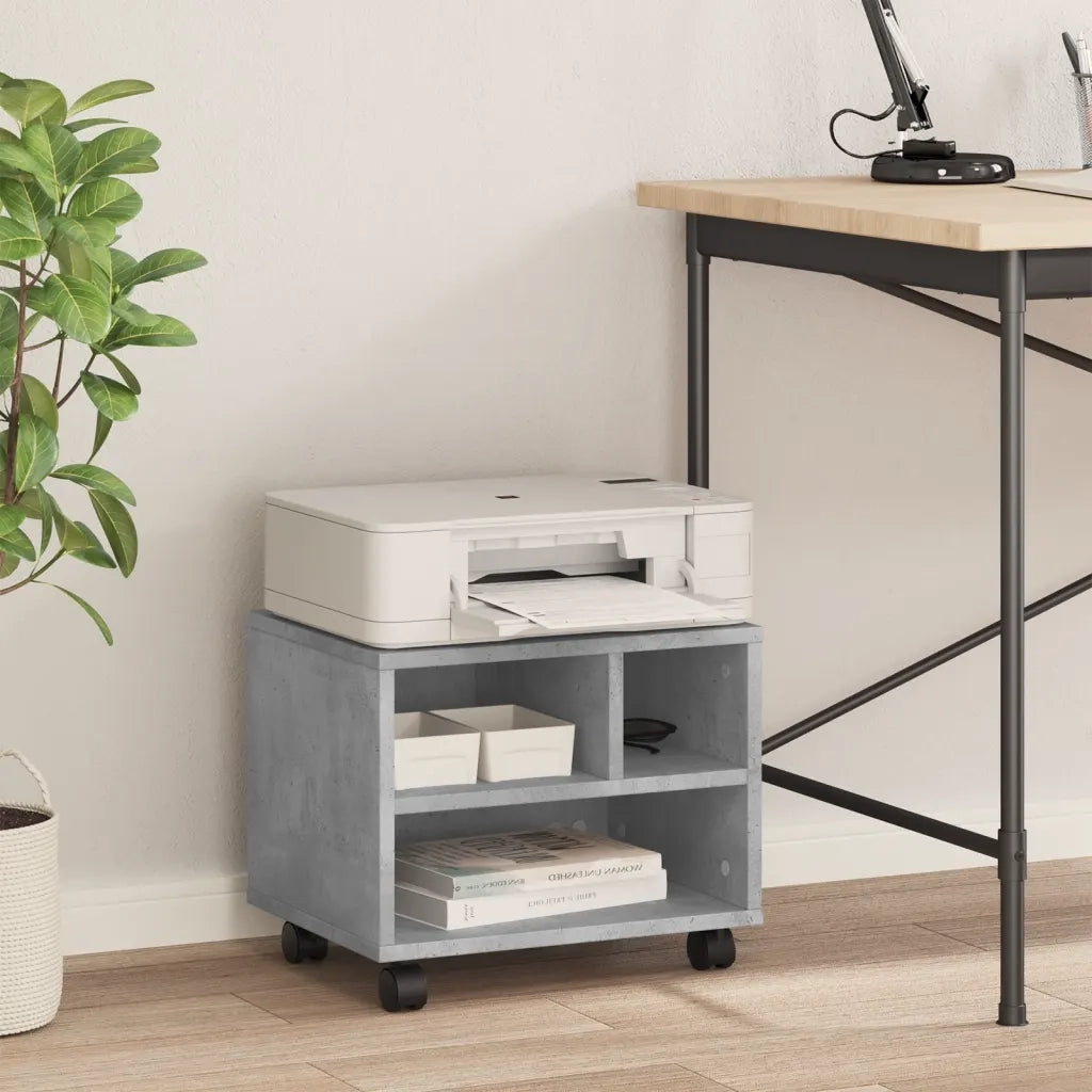 Supporto per Stampante con Ruote Grigio Cemento 41x32x34,5 cm CFW3814198