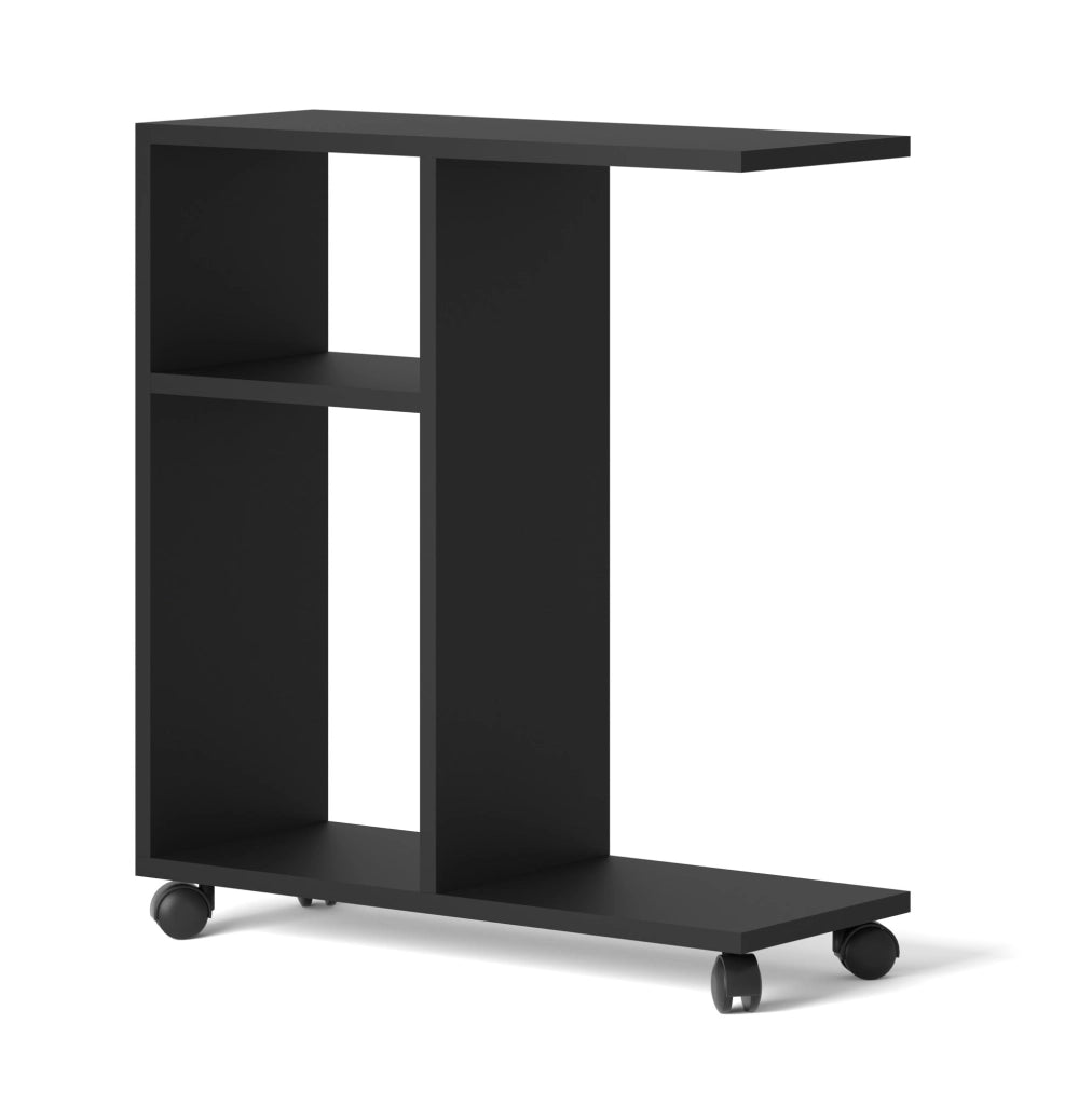 MOBILE TAVOLINO CON RUOTE PORTA PC COMODINO UFFIO CASA NERO OPACO 60x45x22cm TRASCO