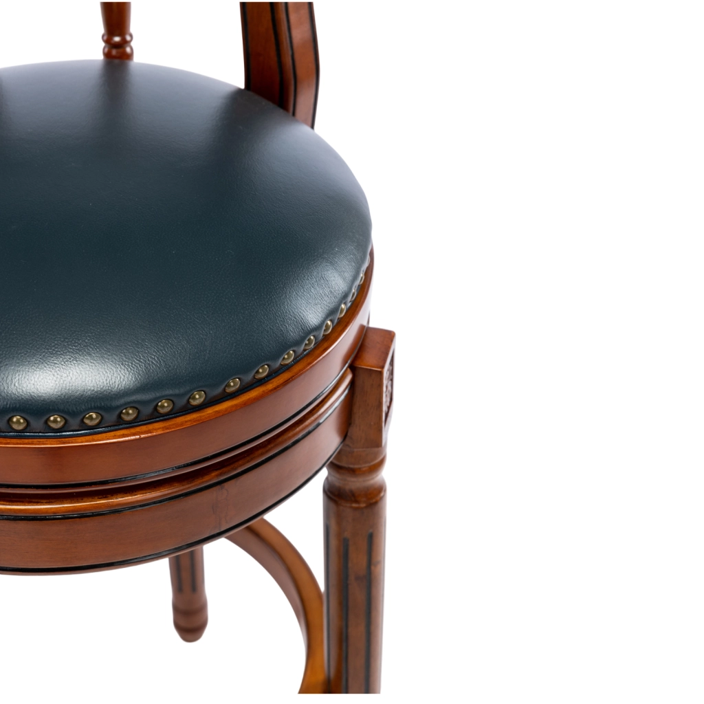 Sgabello da bar girevole 55.0x55.0x34.0 cm in pelle e legno blu