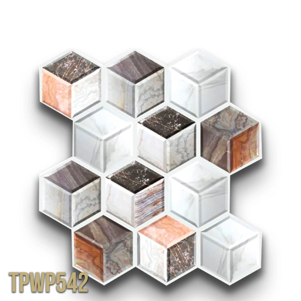 pacco da 4 Pannelli 3D Autoadesivi in PVC 30X30cm vari decori ultrarealistici ideali per bagni e cucine - CUBI DI MARMO - TPWP542