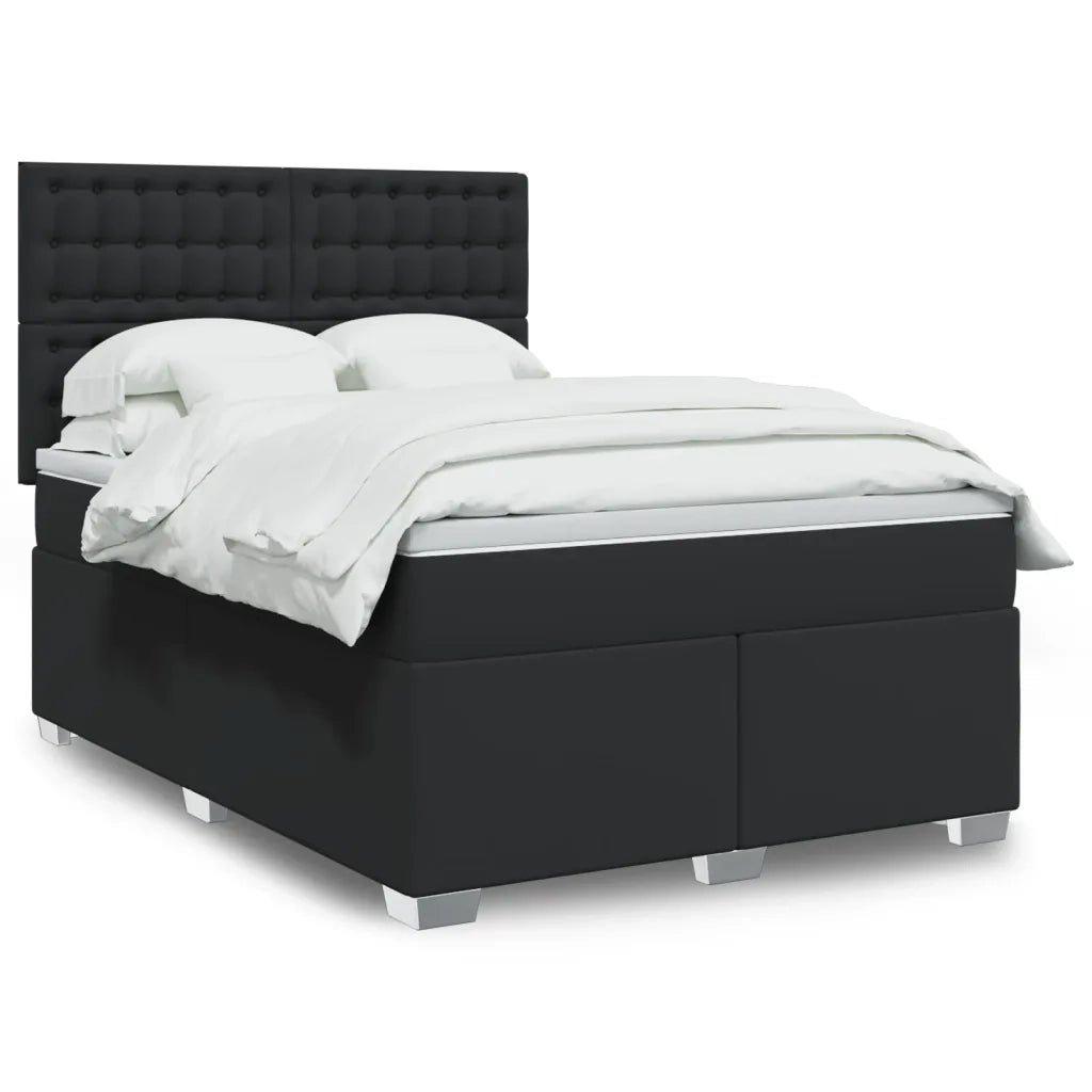 Giroletto a Molle con Materasso Nero 140x190 cm in Similpelle