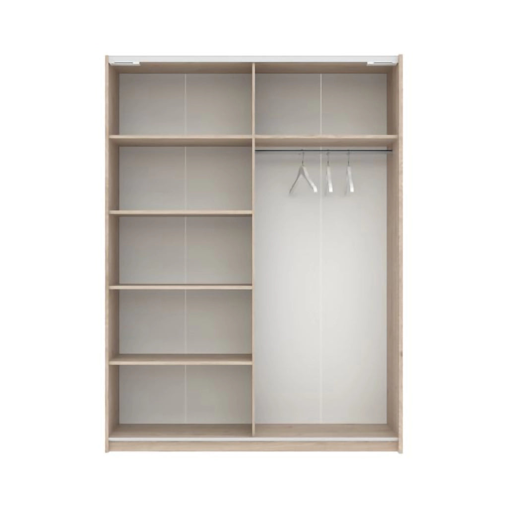 Armadio Camera da Letto Manita, Guardaroba 2 Ante 2 Ripiani, 150x204h cm Marrone Rovere