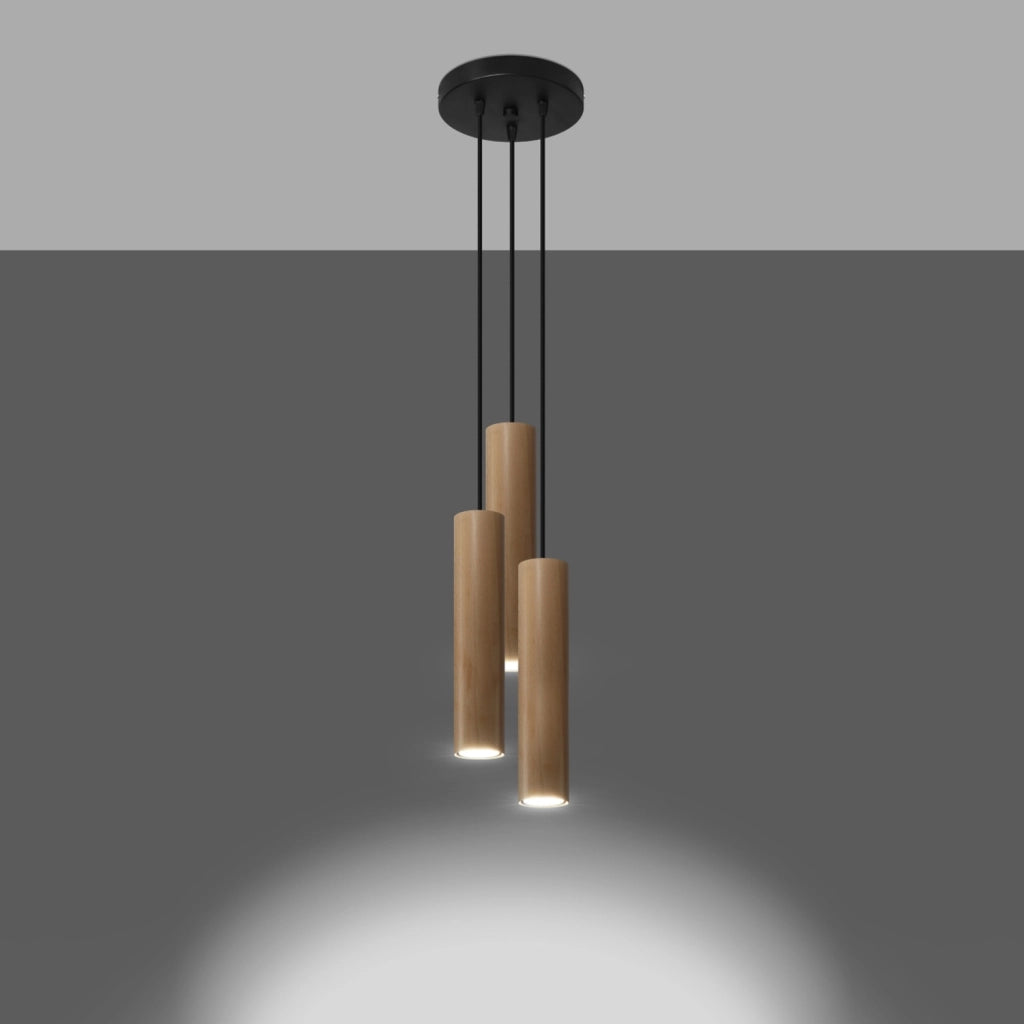 Lampadario CASANO Pure Lume 3 luci GU10 legno nero