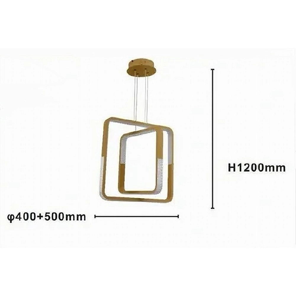 Trade Shop - Lampadario A Sospensione Led 64watt Quadrati Effetto Cristallo Moderno Oro 32200 -