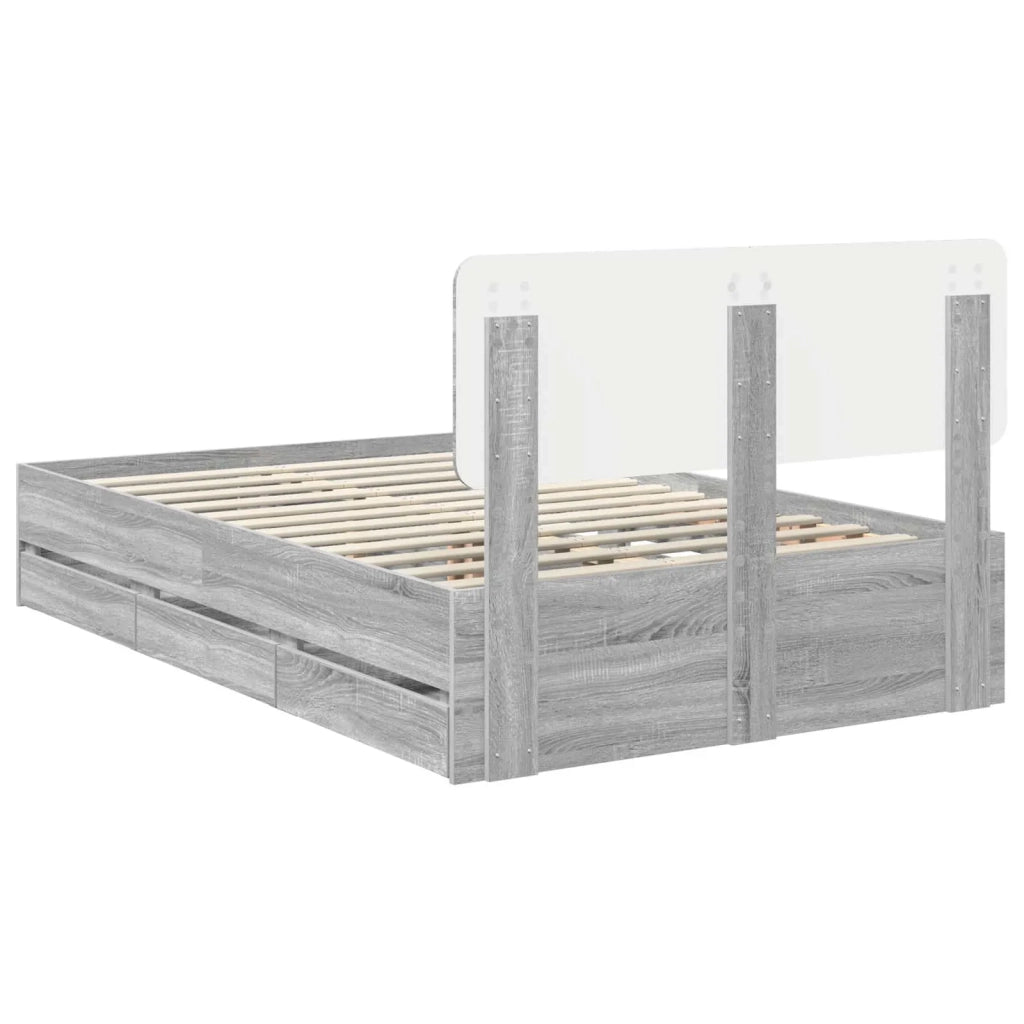 Struttura del letto con cassetto Sonoma grigia 120 x 190 cm