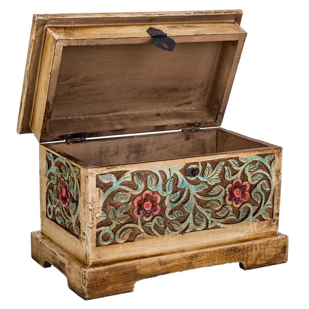 Baule in legno marrone fatto a mano 30x17x20h