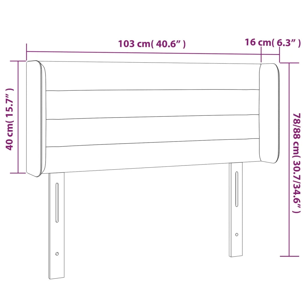 Testiera a LED-Testata con LED Crema 103x16x78/88 cm in Tessuto 891172