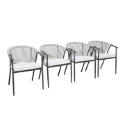 Set 4 sedie da giardino impilabili in acciaio e corde, beige