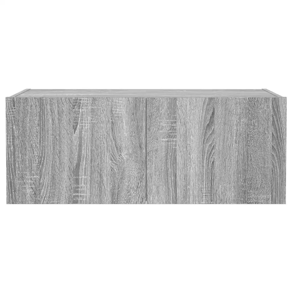 Mobile TV a Parete con Luci LED Grigio Sonoma 80x35x31 cm 837291