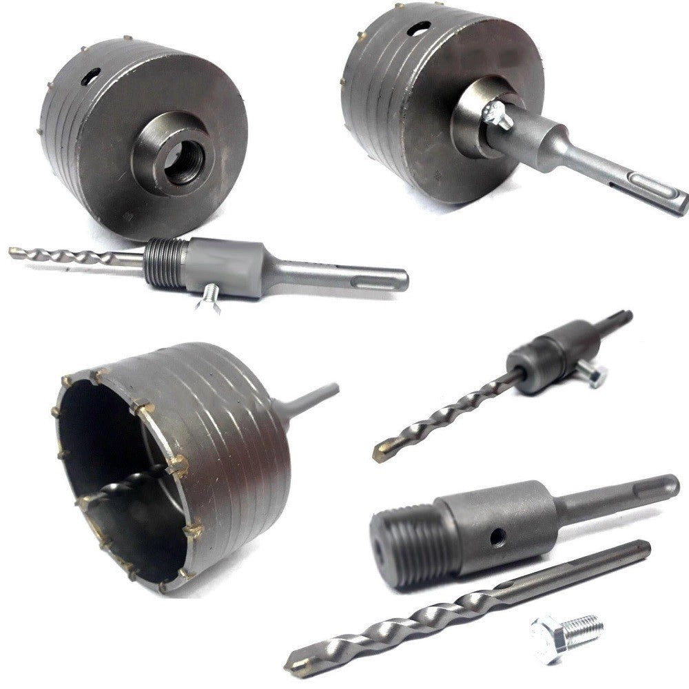 Trade Shop - Fresa Carotatrice A Tazza Per Muro Da 30mm A 130mm + Asta Da 11 Cm Sds Plus -       130 Mm