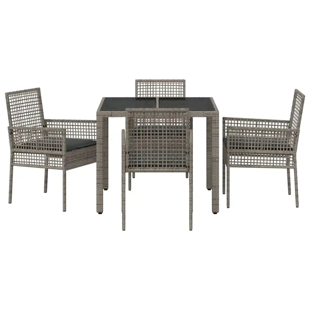 Set da Pranzo per Giardino 5 pcs Grigio polyrattan 3334872
