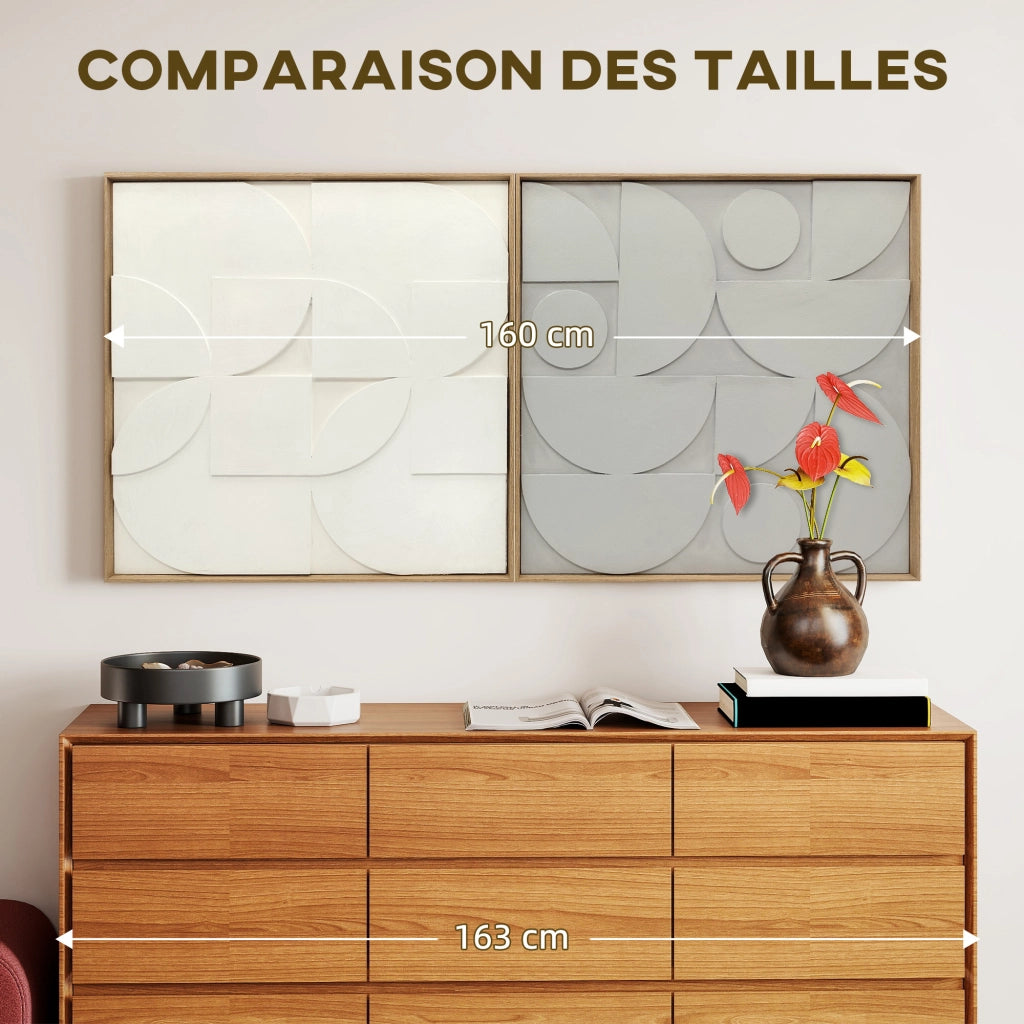 Quadro decorativo astratto 3D in legno ¨C Minimal ¨C 80x80 cm bianco