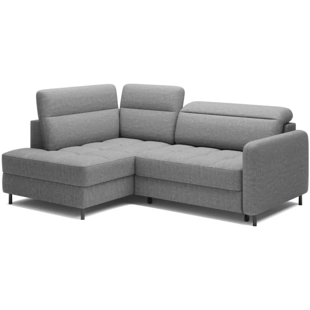 Divano angolare sinistro convertibile BARNEA 208 cm grigio chinato con contenitore