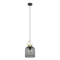 Lampadario A Sospensione Vintage Roundham Piccolo Acciaio Nero Ottone 1 Luce E27