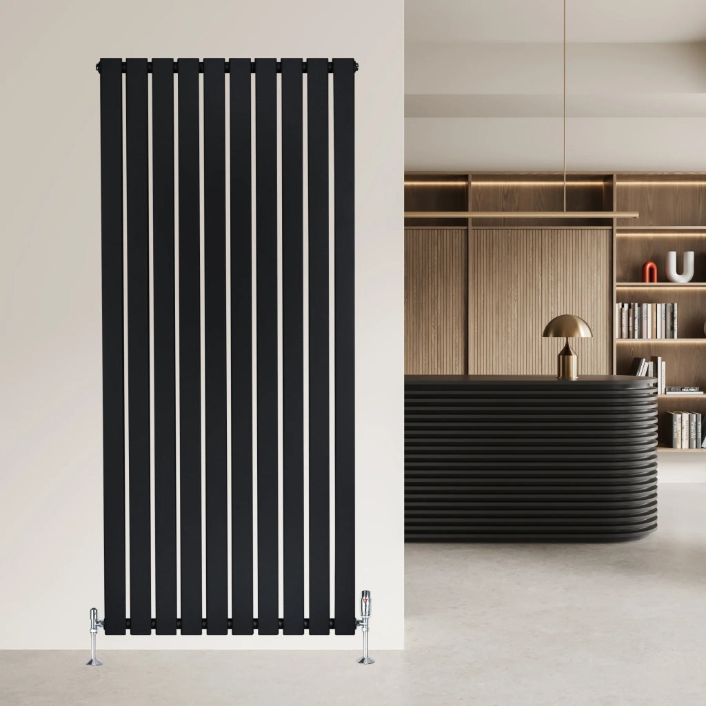 Radiatore Verticale Design Piatto Colonna Singola Nero 1600x700 mm
