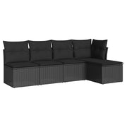 Set Divani da Giardino 5 pz | Set Salotto da Giardino con Cuscini in Polyrattan Nero