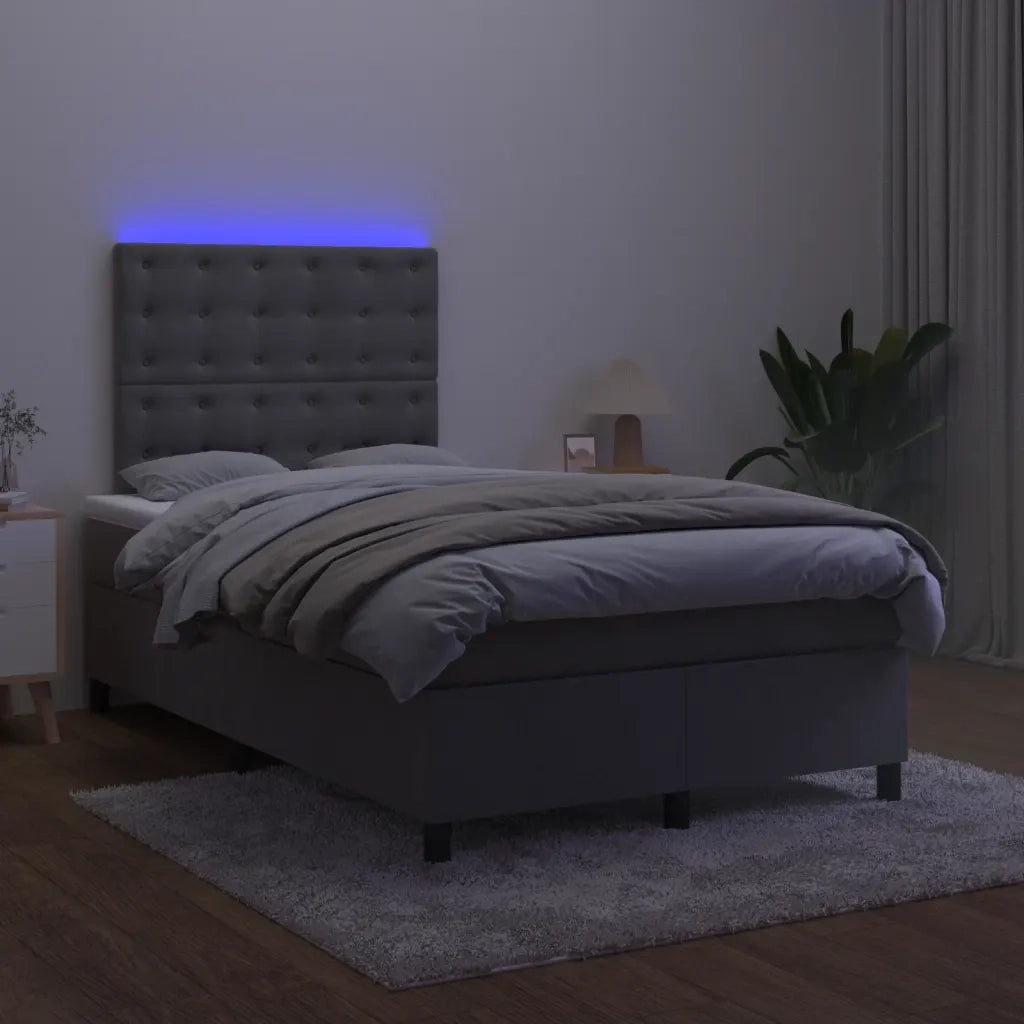 Letto a Molle Materasso e LED Grigio Scuro 120x190cm in Velluto 3270336