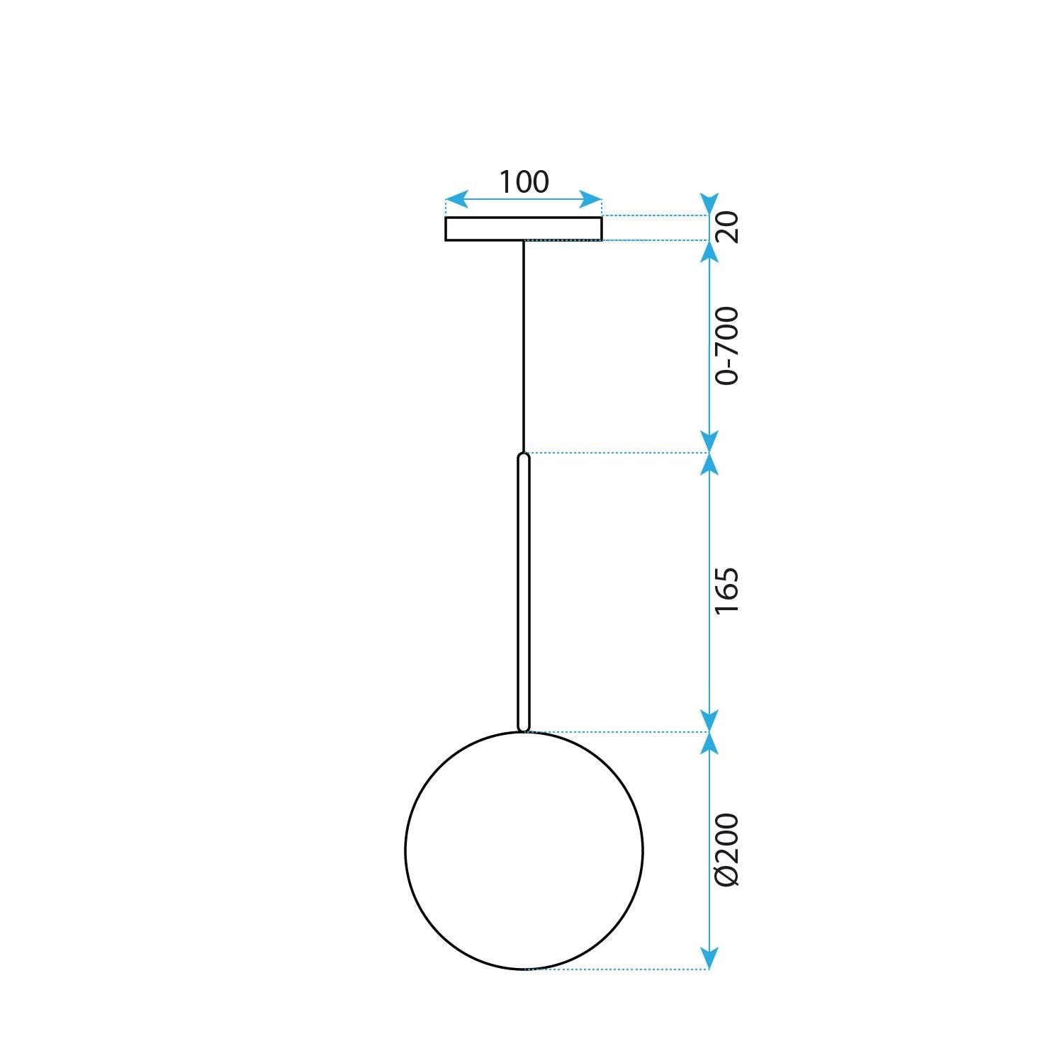 Lampada Da Soffitto A Sospensione Con Sfera Di Vetro 20cm APP1685-1CP
