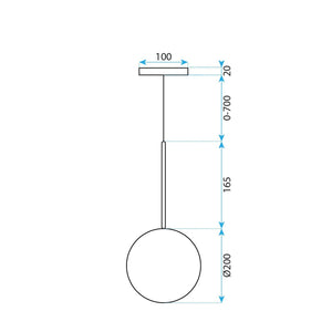 Lampada Da Soffitto A Sospensione Con Sfera Di Vetro 20cm APP1685-1CP