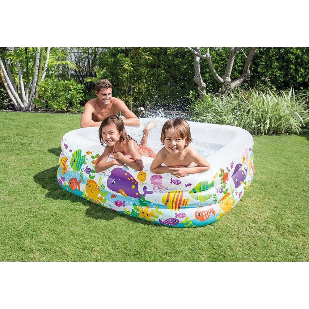 Trade Shop - Piscina Acquario Quadrata 159x159x50 Cm Per Bambini 3+ Anni 340 Lt Estate 57471 -