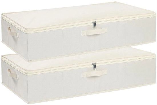 Scatola da letto - Cassetti per abbigliamento - 2 pezzi - Beige - 60 x 30 x 15 cm