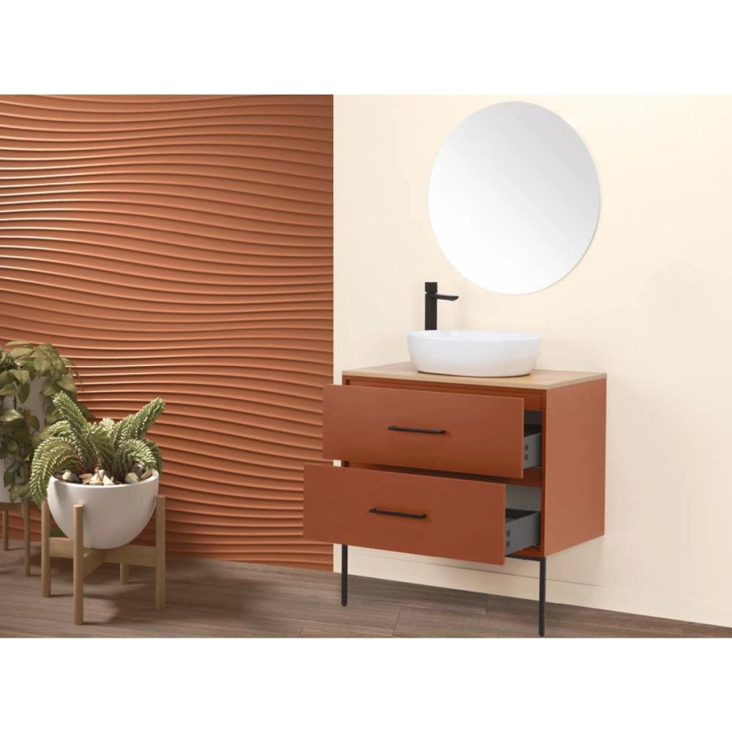 MOBILE BAGNO VENUS 80CM TERRACOTTA CON LAVABO E SPECCHIO