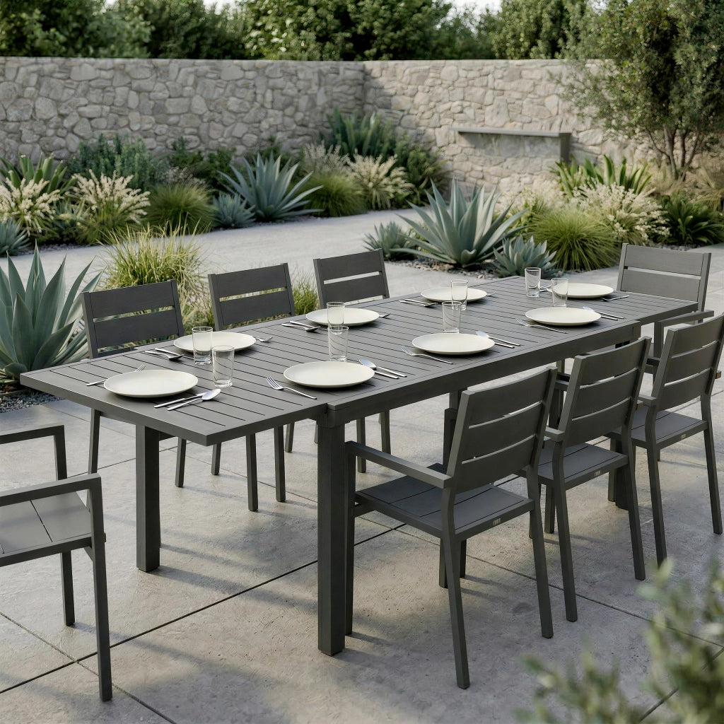 Tavolo da Giardino Allungabile 150/225x85x75 cm ¨C zephmum ¨C Grigio