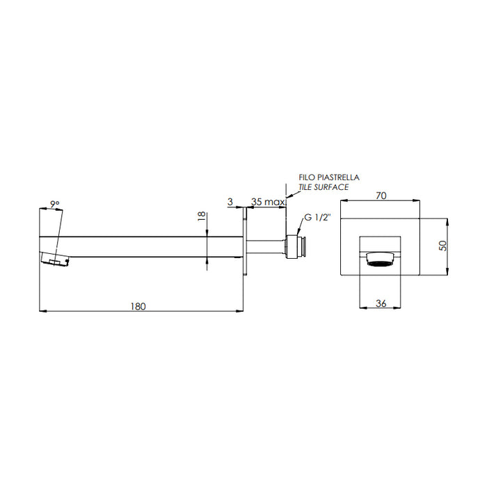 Bocca incasso serie qubika