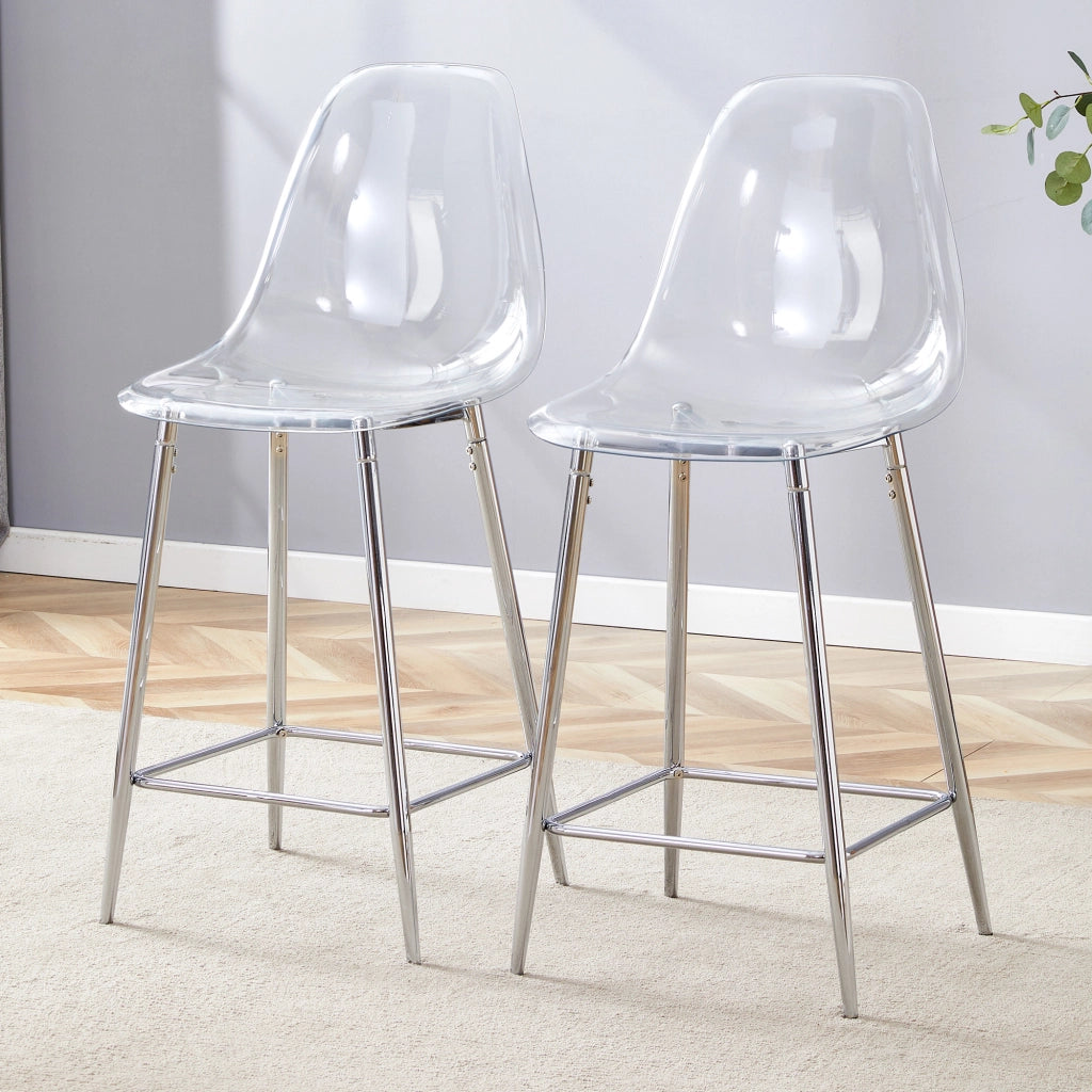 SGABELLO Design moderno 66,5x48x37 cm Plastica trasparente e metallo argento