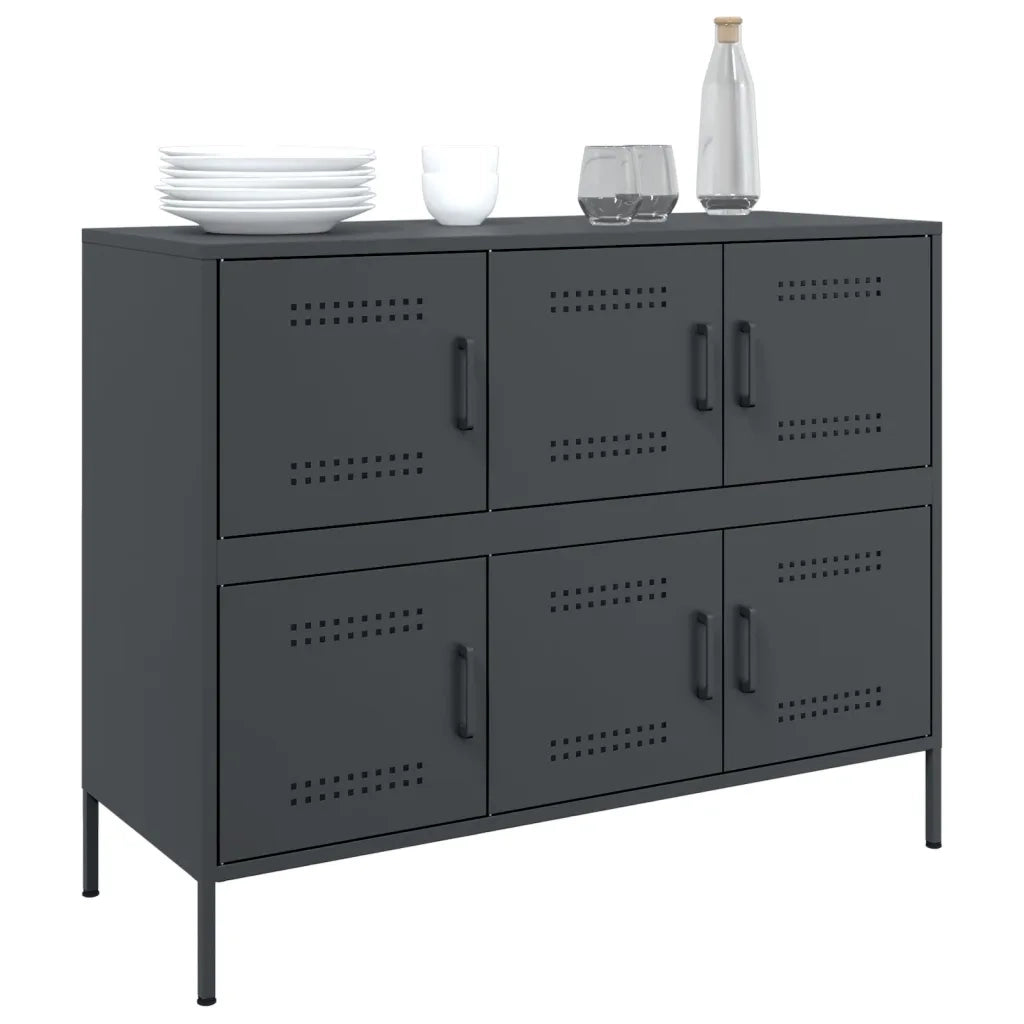 Credenza | Madia | Buffet da pranzo | Armadio da pranzo Antracite 100,5x39x79 cm in Acciaio