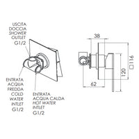 Rubinetto da incasso per vasca/doccia quadro - serie qubika