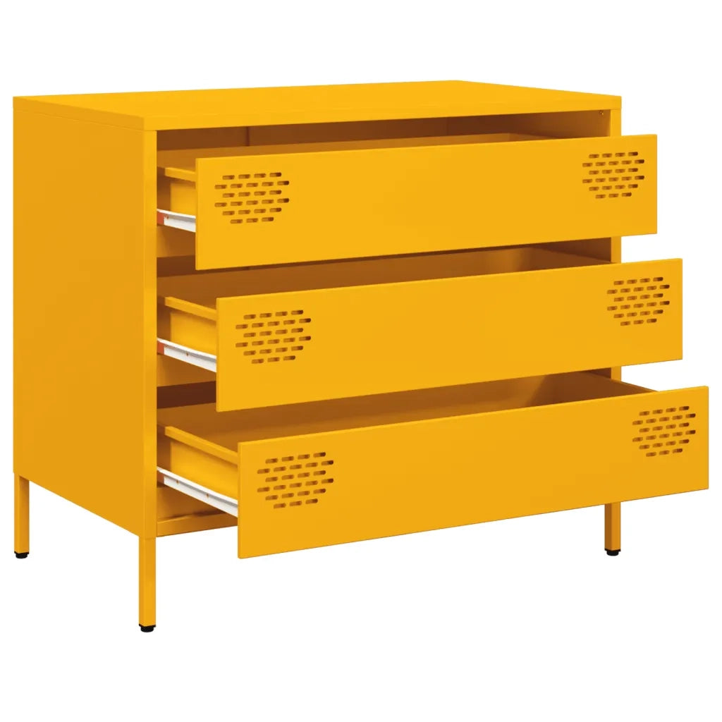 Credenza Giallo Senape 68x39x58,5 cm Acciaio Laminato a Freddo