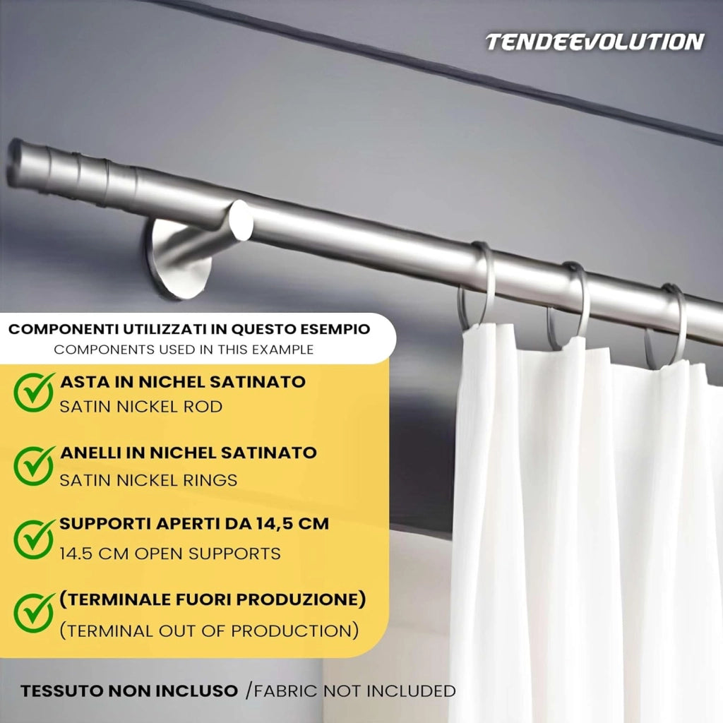 Bastone per Tenda In Acciaio Zincato Diametro 20mm Binario per tende Colore Cromato Lunghezza 300 CM