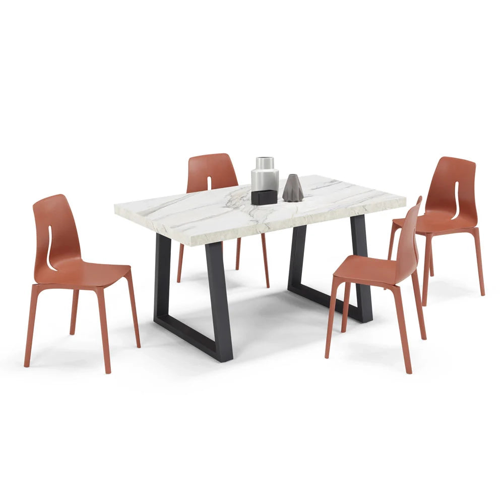 Tavolo da pranzo allungabile Marmo di Carrara 160X90 MADE IN ITALY modello GOYA fino a 260 CM per sala da pranzo, cucina e soggiorno, design moderno con top in melaminico