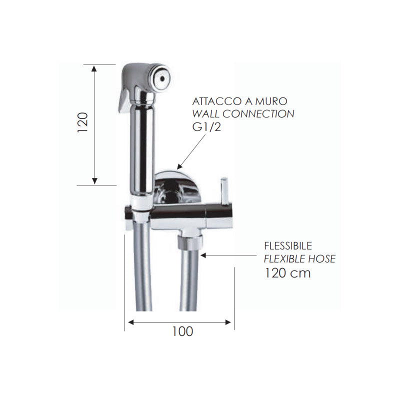 Set idroscopino composto da: idroscopino art. rb100, flessibile met. e rubinetto minimal