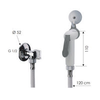 Set doccetta bidet eco con doccia a pulsante bianca, flessibile, rubinetto e gancio bianco