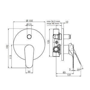 Rubinetto vasca/doccia - serie class line