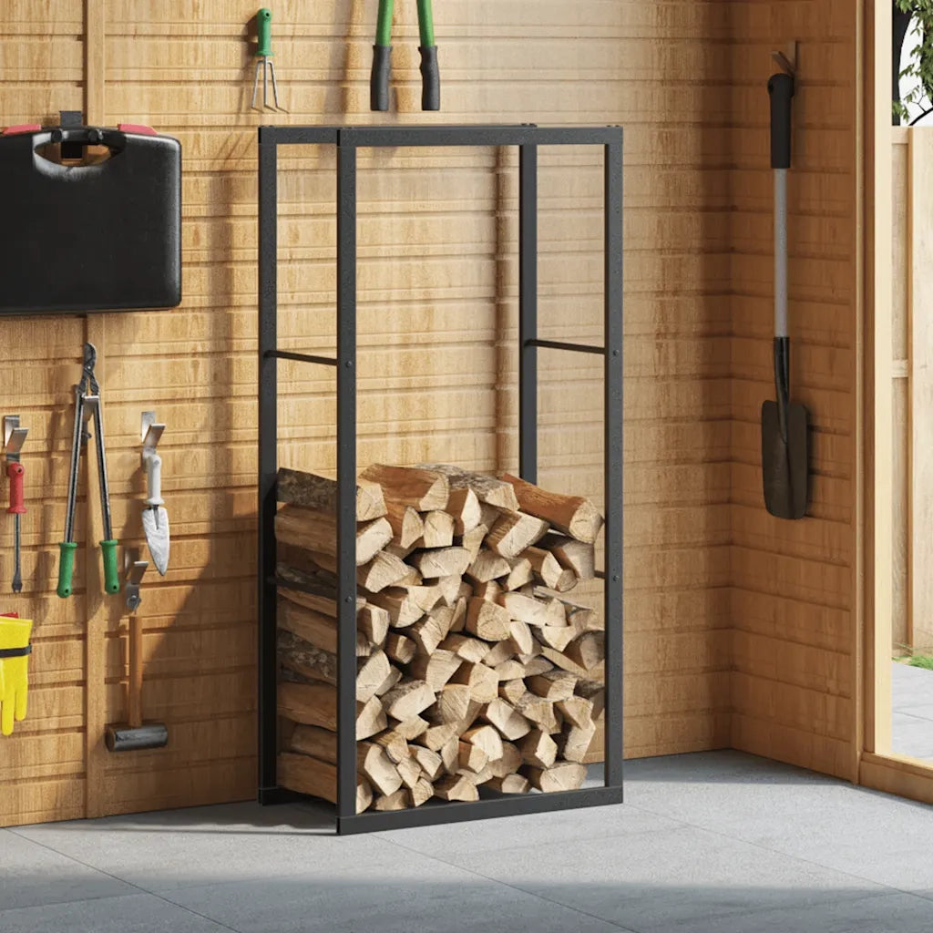 Rastrelliera per Legna da Ardere Nera 55x30x116 cm in Acciaio 4018465