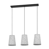 Lampadario A Sospensione Vintage Alsager Acciaio Nero Grigio 3 Luci E27