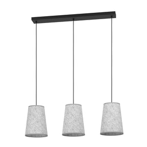 Lampadario A Sospensione Vintage Alsager Acciaio Nero Grigio 3 Luci E27