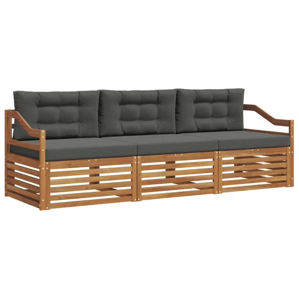 Set di divani da esterno con cuscino 3 pcs Naturale e Antracite