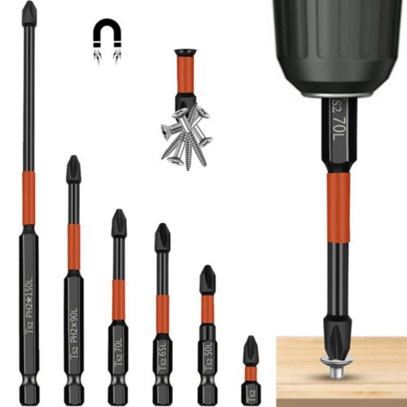 Set di Bit Magnetici a Croce Rosfix – Lunghezze Varie 25/50/65/70/90/150mm | Acciaio Inossidabile
