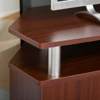 Mobile Porta TV Classico da Soggiorno con 2 ripiani e 2 Armadietti, in MDF e Acciaio Inox, Marrone, 120x39.5x52cm