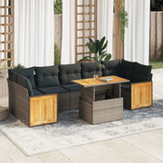 Set Divano da Giardino 8pz con Cuscini Grigio Polyrattan Acacia 3327686