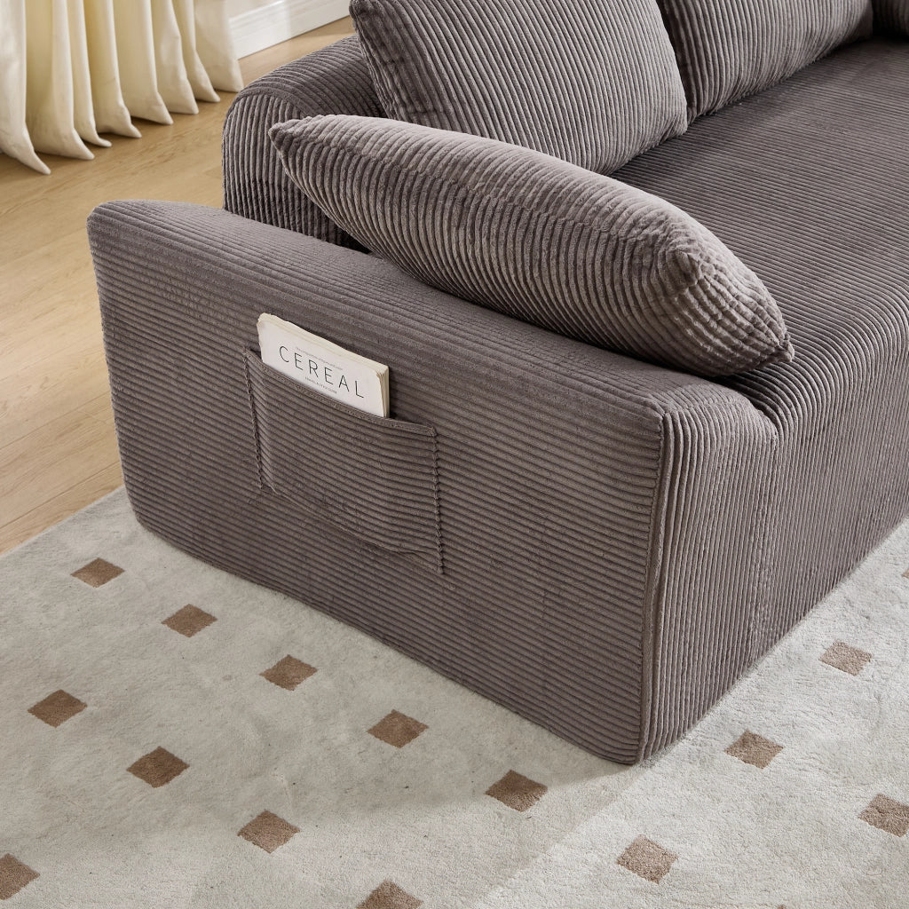 DIVANO Compatto a pavimento Brown Gray in tessuto, per piccoli spazi