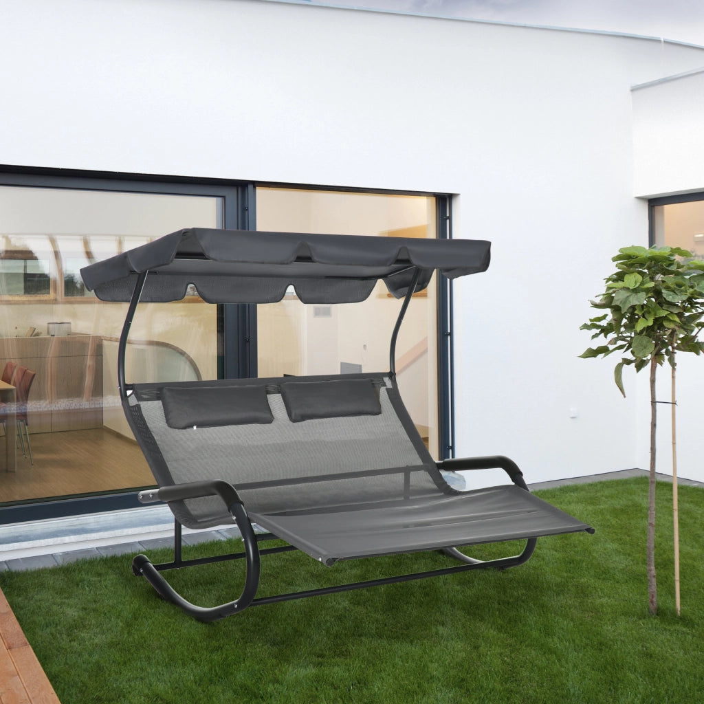Poltrona chaise longue reclinabile con tetto solare ¨C Zephmum ¨C Nero 200x139x140 cm