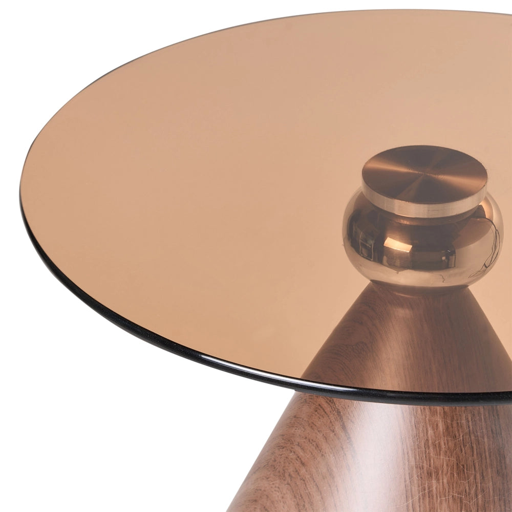 Tavolino rotondo in metallo marrone stile glamour
