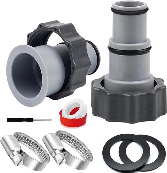 Adattatore per piscina A 2 pezzi - Per pompa Intex - Set di connessione - Adattatore tubo 32-38 mm - Avvito interno - Installazione semplice