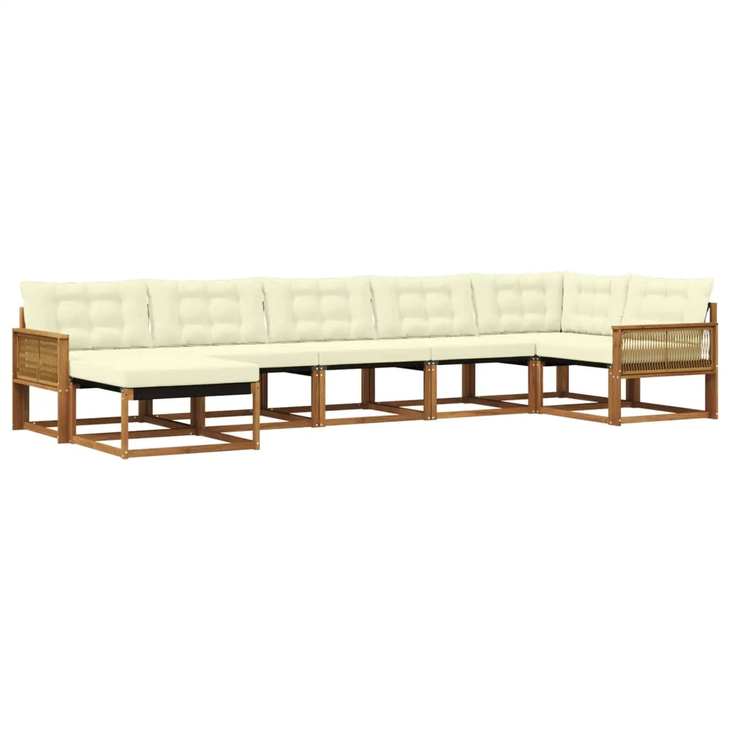 Set di divani da esterno con cuscino 7 pcs Naturale e Crema