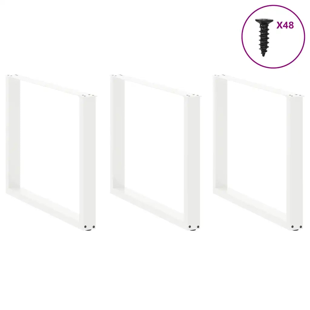 Gambe per tavolo da pranzo a forma di U 3 pz | Piede del tavolo bianche 100x(72-73) cm in acciaio